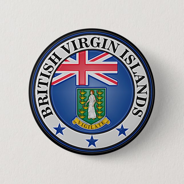 Badge Rond 5 Cm Emblème rond des Îles Vierges britanniques (Devant)