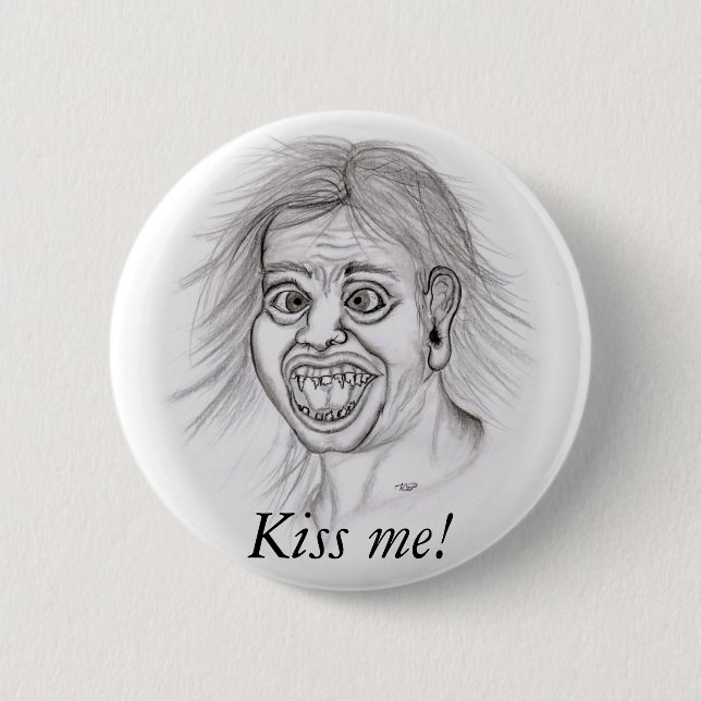 Badge Rond 5 Cm Embrasse-moi ! - Bleistiftzeichnung (Devant)