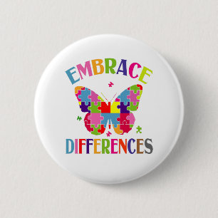 Badge Rond 5 Cm Embrasser les différences mignonnes puzzle coloré