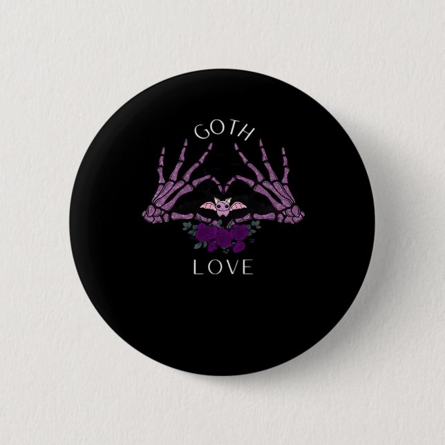 Badge Rond 5 Cm Embrassez Goth Skeleton Heart (Devant)