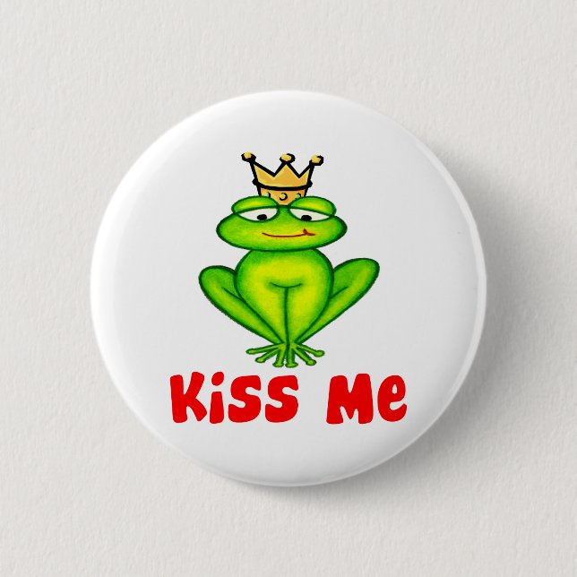 Badge Rond 5 Cm Embrassez-moi grenouille (Devant)
