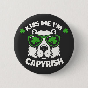 Badge Rond 5 Cm Embrassez-moi, je suis capyrish Saint-Patrick Capy