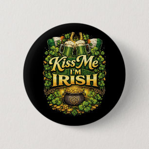 Badge Rond 5 Cm Embrassez-moi, je suis Irlandais