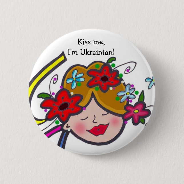 Badge Rond 5 Cm Embrassez-moi, je suis ukrainien ! (Devant)