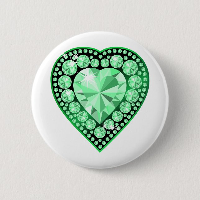 Badge Rond 5 Cm Emerald Gem Heart (Devant)