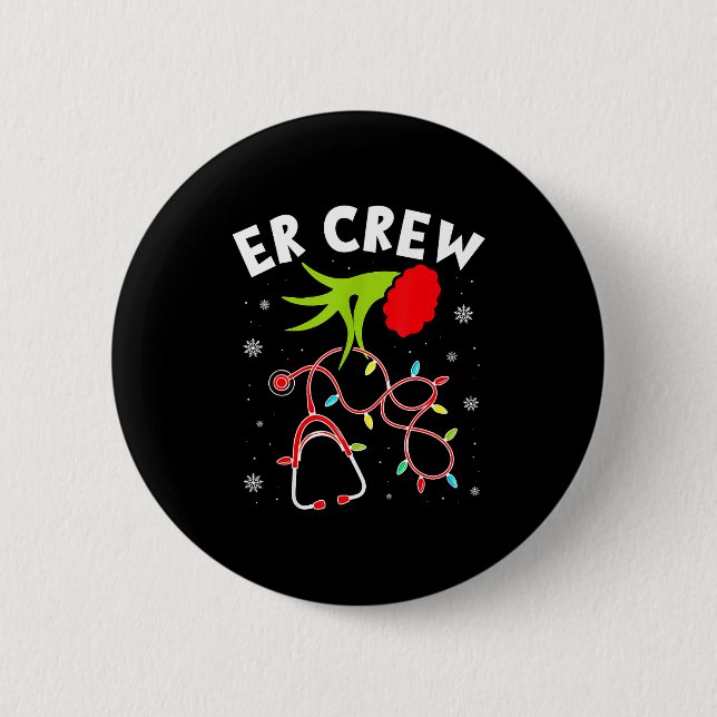 Badge Rond 5 Cm Emergency Room Christmas Er Crew Nurse Xmas Holida (Devant)