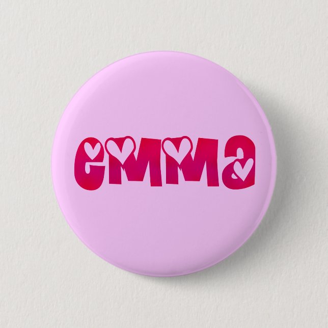 Badge Rond 5 Cm Emma dans les coeurs (Devant)