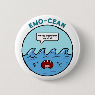 Badge Rond 5 Cm Emo-cean Ocean Beach Pun bouton Pin
