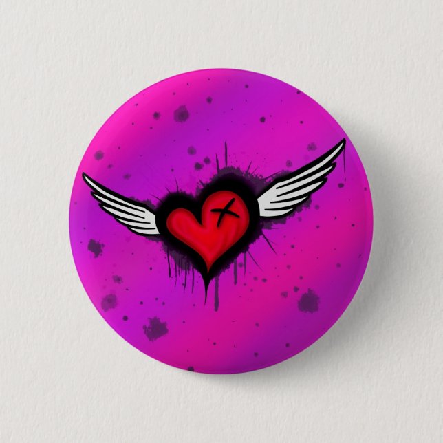 Badge Rond 5 Cm emo heart button (Devant)