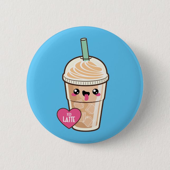 Badge Rond 5 Cm Emoji a glacé Latte (Devant)