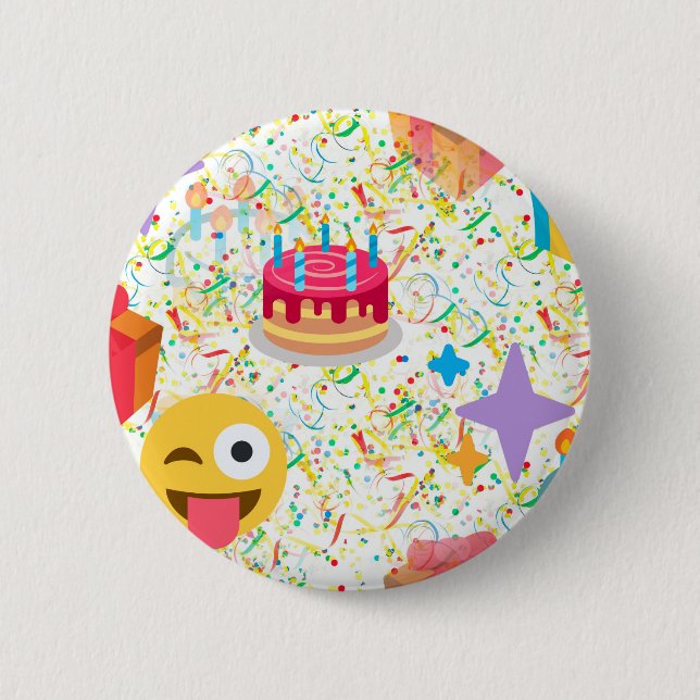 Badge Rond 5 Cm emoji anniversaire heureux (Devant)