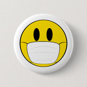 Badge Rond 5 Cm Emoji avec masque illustré
