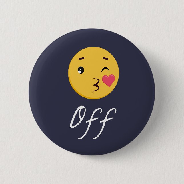 Badge Rond 5 Cm Emoji Bisou drôle Tendance Populaire Mignon (Devant)