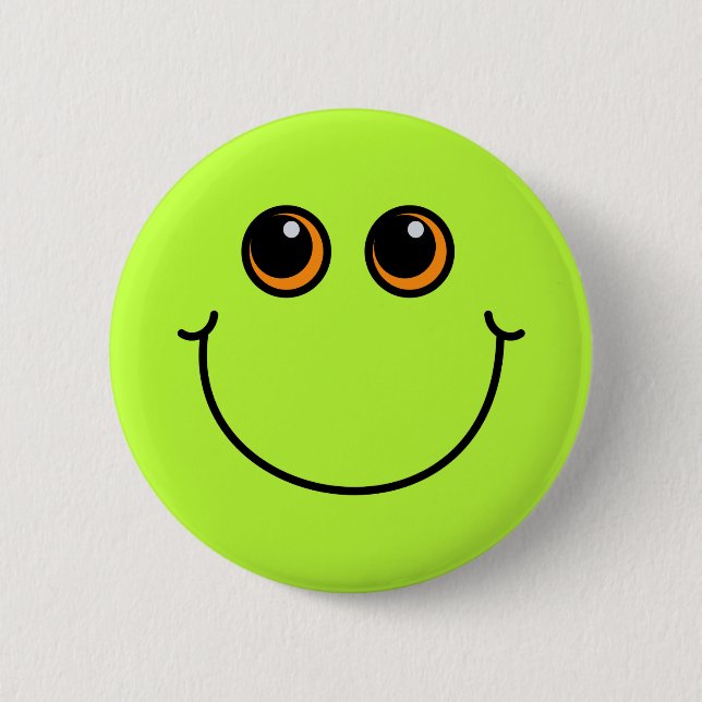 Badge Rond 5 Cm Emoji de sourire vert font face (Devant)