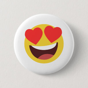 Badge Rond 5 Cm Emoji des yeux du coeur