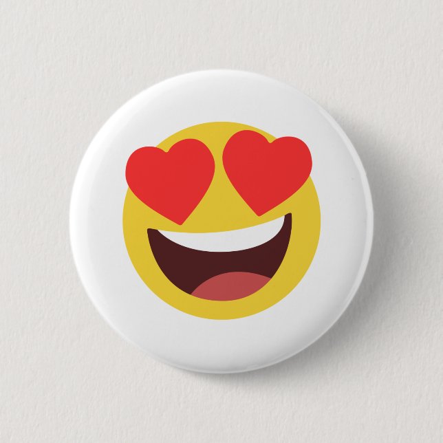 Badge Rond 5 Cm Emoji des yeux du coeur (Devant)