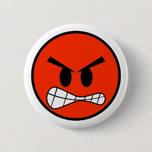 Badge Rond 5 Cm Émoji du visage de la colère rouge