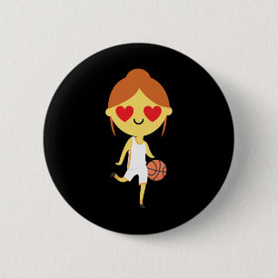 Badge Rond 5 Cm Émoji, fille de basket-ball