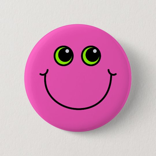 Badge Rond 5 Cm Emoji Heureux Rose Font Face Zazzle Fr