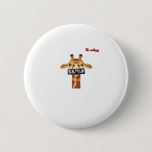 Badge Rond 5 Cm emoji insulter le visage de girafe en colère