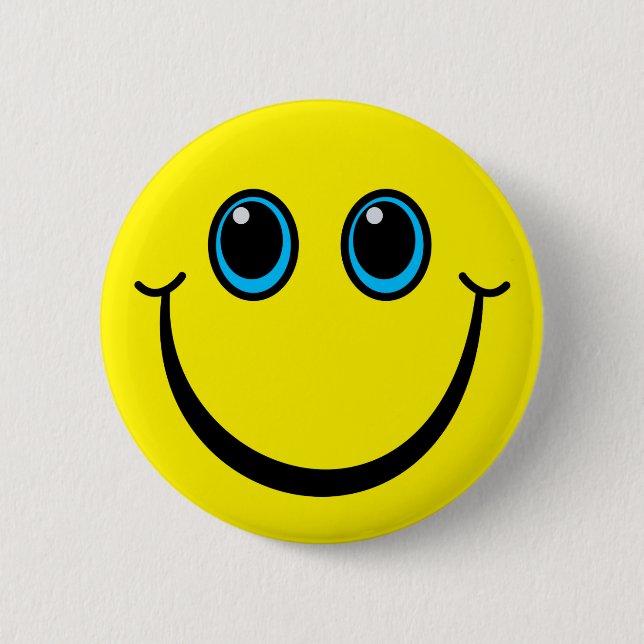 Badge Rond 5 Cm Emoji jaune heureux font face (Devant)