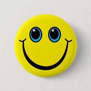 Badge Rond 5 Cm Emoji jaune heureux font face
