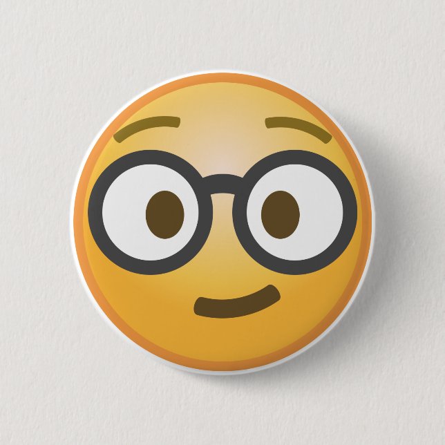 Badge Rond 5 Cm Emoji nerd (Devant)