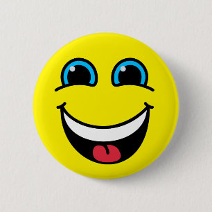 Badge Rond 5 Cm Emoji riant font face au jaune