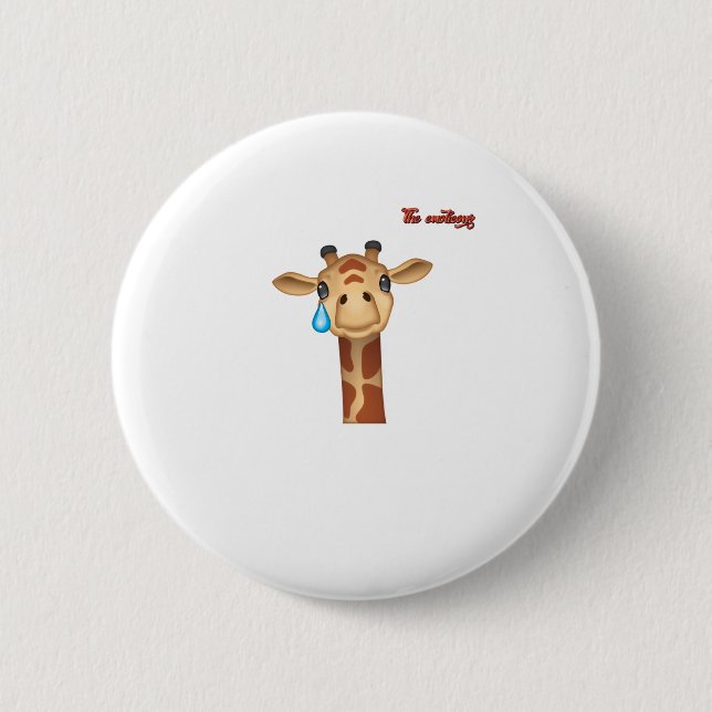 Badge Rond 5 Cm emoji triste visage de girafe en larmes (Devant)