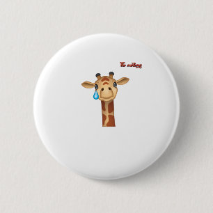 Badge Rond 5 Cm emoji triste visage de girafe en larmes