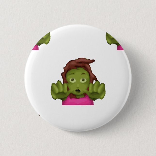 Badge Rond 5 Cm emoji zombie femme (Devant)