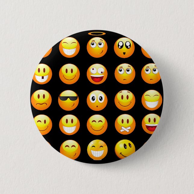 Badge Rond 5 Cm emojis noir (Devant)