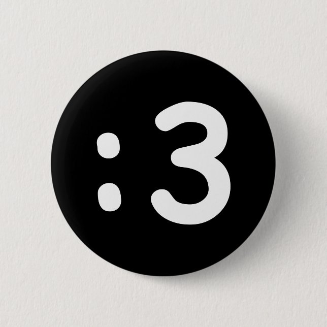 Badge Rond 5 Cm Emoticon face chat : 3 boutons (Devant)
