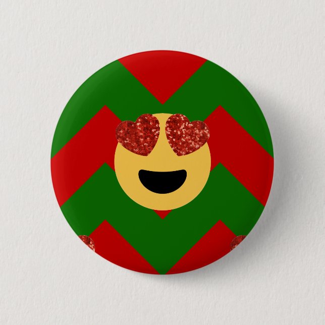 Badge Rond 5 Cm émoticône de coeur de noël (Devant)
