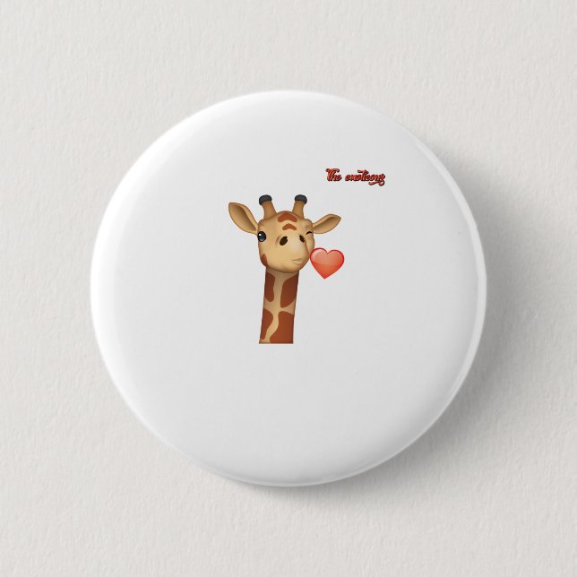 Badge Rond 5 Cm émoticône éjaculation coeur embrasser visage giraf (Devant)