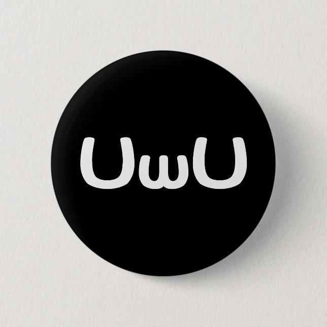 Badge Rond 5 Cm Émoticône heureuse de visage d'Anime d'UwU (Devant)