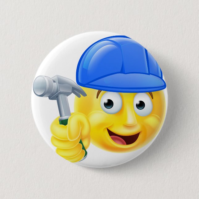 Badge Rond 5 Cm Émoticône pratique d'Emoji de constructeur de (Devant)
