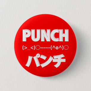 Badge Rond 5 Cm Émoticônes de punch japonais