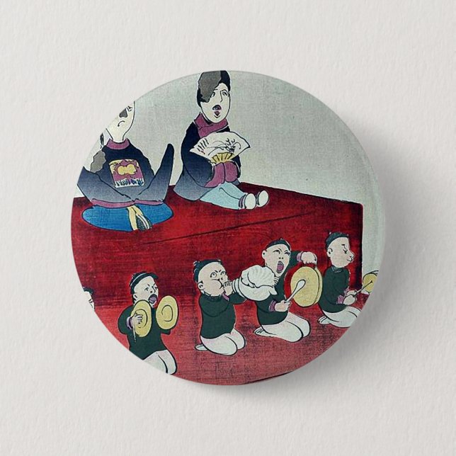 Badge Rond 5 Cm Empereur et impératrice chinois par Kobayashi, (Devant)