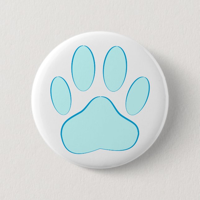 Badge Rond 5 Cm Empreinte de chien bleu bébé (Devant)