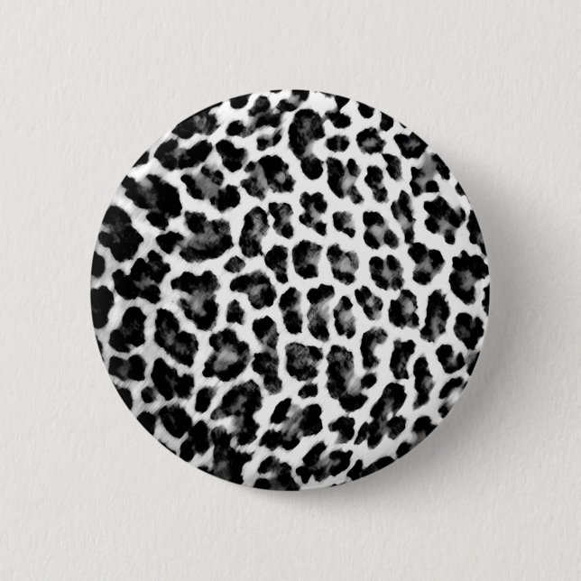 Badge Rond 5 Cm Empreinte de léopard noir et blanc (Devant)