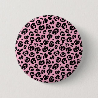 Badge Rond 5 Cm Empreinte de léopard noir rose