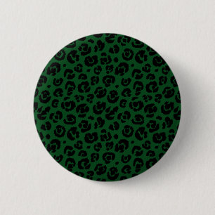 Badge Rond 5 Cm Empreinte de léopard noir vert foncé