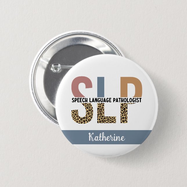 Badge Rond 5 Cm Empreinte de léopard Pathologiste de la parole per (Devant & derrière)