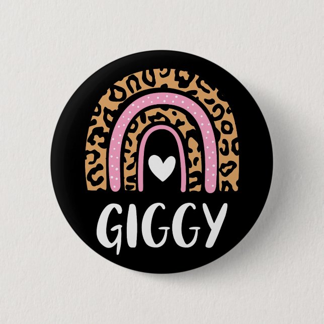 Badge Rond 5 Cm Empreinte de léopard Rainbow Cute Mères Day Funny  (Devant)