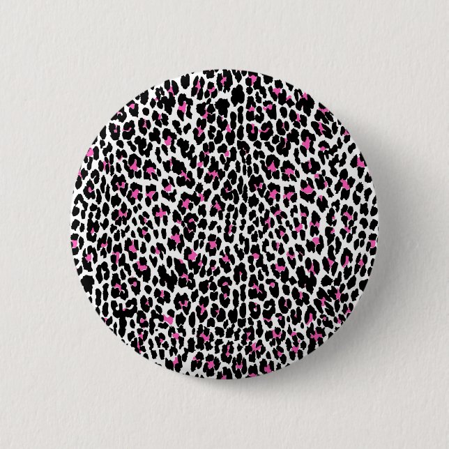 Badge Rond 5 Cm empreinte de léopard rose (Devant)
