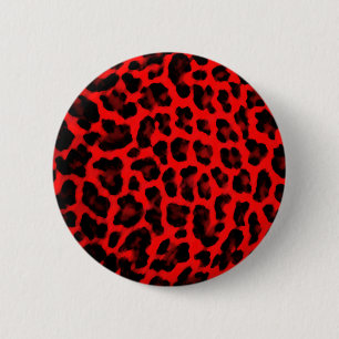 Badge Rond 5 Cm Empreinte de léopard rouge