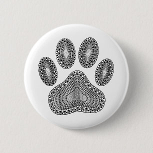 Badge Rond 5 Cm Empreinte de patte à l'encre abstraite