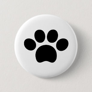 Badge Rond 5 Cm Empreinte de patte chat chien mignon noir et blanc