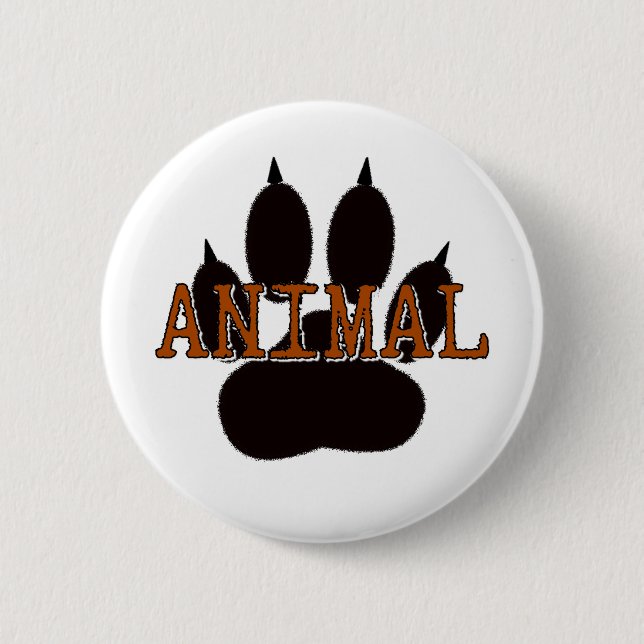 Badge Rond 5 Cm Empreinte de patte d'animal noir (Devant)